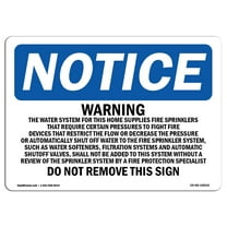 OSHA Notice Sign - Warning The Water System For This Home Supplies | Plastic Sign | Protect Your Business, Work Site, Warehouse |  Made in the USA