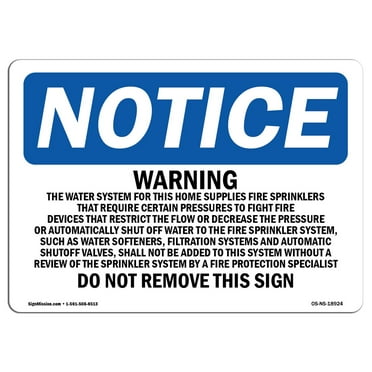 OSHA Notice Sign - Warning The Water System For This Home Supplies | Plastic Sign | Protect Your Business, Work Site, Warehouse |  Made in the USA