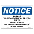 thumbnail image 1 of OSHA Notice Sign - Warning Through-Penetration Firestop System | Decal | Protect Your Business, Construction Site |  Made in the USA, 1 of 4