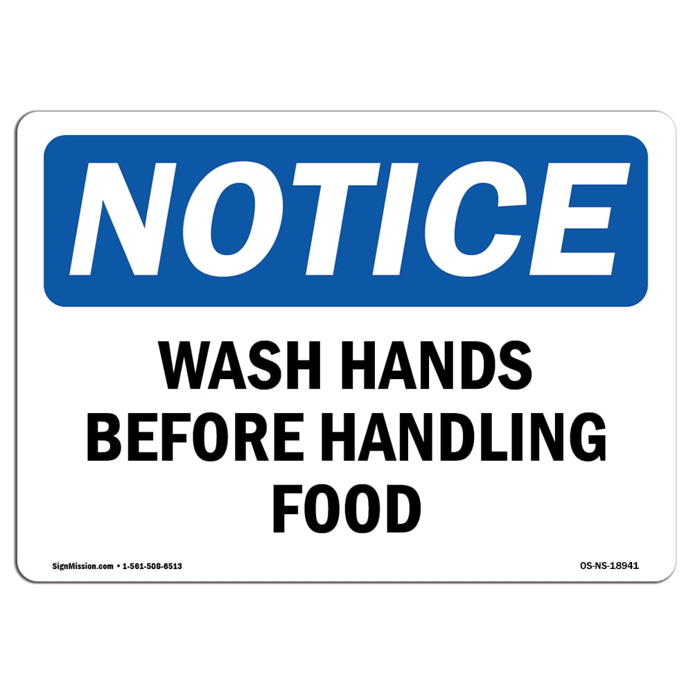 OSHA Notice Sign - Wash Hands Before Handling Food | Decal | Protect ...
