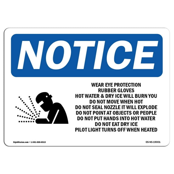 OSHA Notice Sign - Wear Eye Protection & Rubber Sign With Symbol | Decal | Protect Your Business, Construction Site | Made in the USA