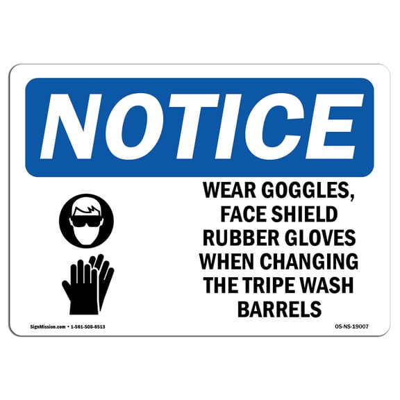 OSHA Notice Sign - Wear Goggles Face Shield & Sign With Symbol | Decal | Protect Your Business Construction Site |  Made in the USA