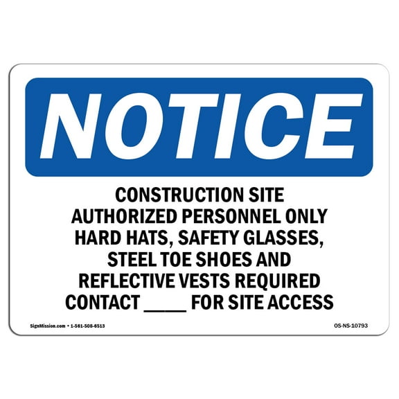 OSHA Notice Sign - Work Site Authorized Personnel Only | Plastic Sign | Protect Your Business, Work Site, Warehouse & Shop Area |  Made in the USA