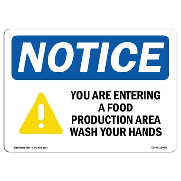 OSHA Notice Sign - You Are Entering A Food Production Sign With Symbol | Decal | Protect Your Business, Work Site |  Made in the USA