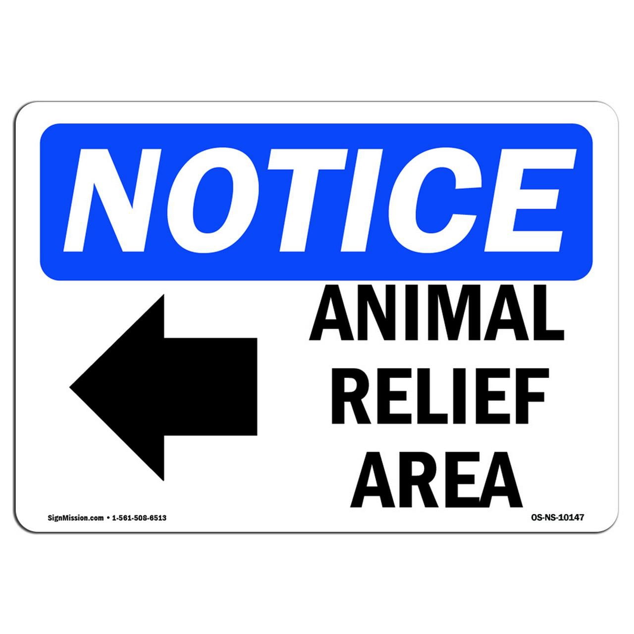 OSHA Notice Signs - Animal Relief Area [Left Arrow] Sign With Symbol ...