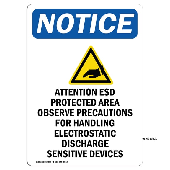 OSHA Notice Signs - Attention ESD Protected Sign With Symbol | Decal | Protect Your Business, Work Site, Warehouse | Made in the USA