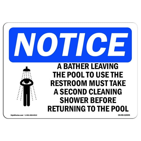 OSHA Notice Signs - A Bather Leaving The Pool To Sign With Symbol | Extremely Durable Made in the USA Signs or Heavy Duty Vinyl label | Protect Your Construction Site, Warehouse &