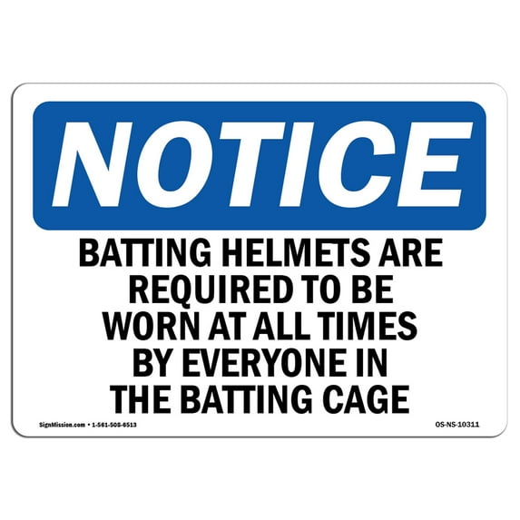 OSHA Notice Signs - Batting Helmets Are Required To Be Worn | Decal | Protect Your Business, Work Site, Warehouse | Made in the USA