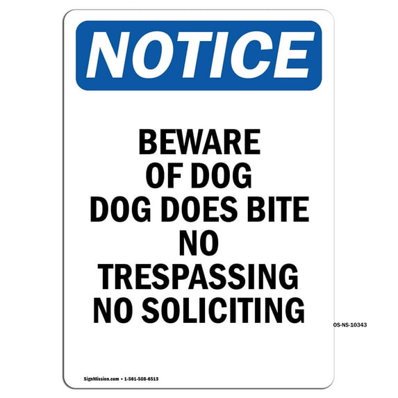OSHA Notice Signs - Beware Of Dog Dog Does Bite No | Decal | Protect Your Business, Construction Site, Warehouse | Made in the USA