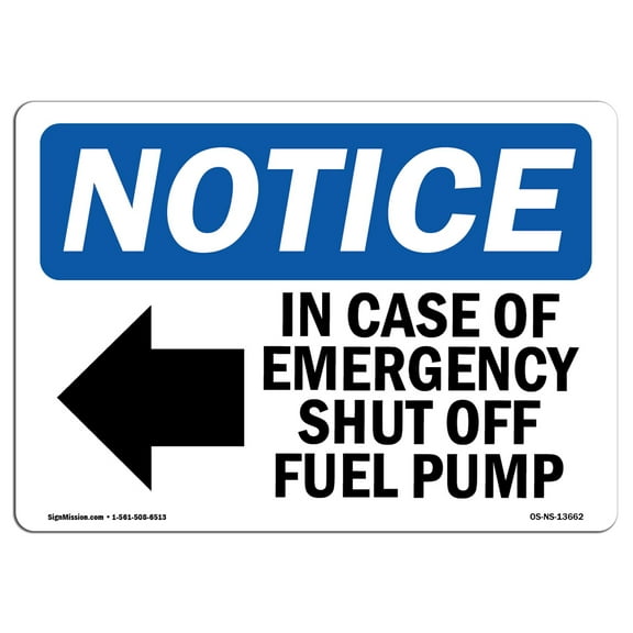 OSHA Notice Signs - In Case Of Emergency Shut Off Sign With Symbol  | Extremely Durable Made in the USA Signs or Heavy Duty Vinyl label | Protect Your Warehouse & Business