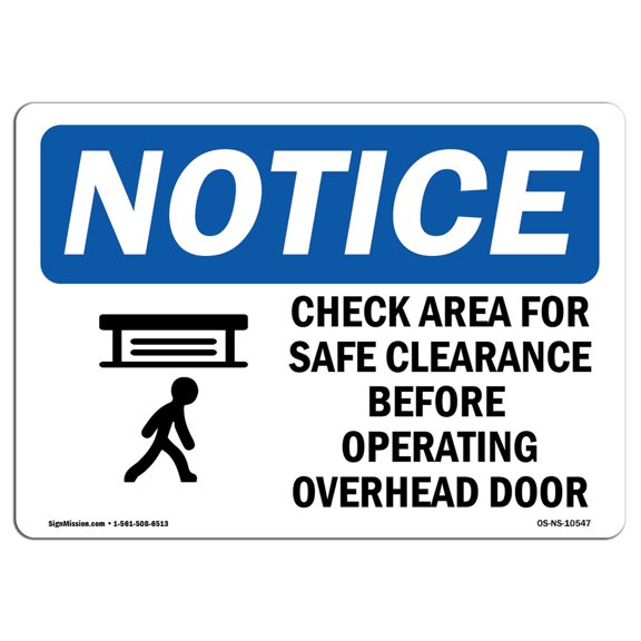 OSHA Notice Signs - Check Area For Safe Clearance Sign With Symbol | Decal | Protect Your Business, Work Site |  Made in the USA