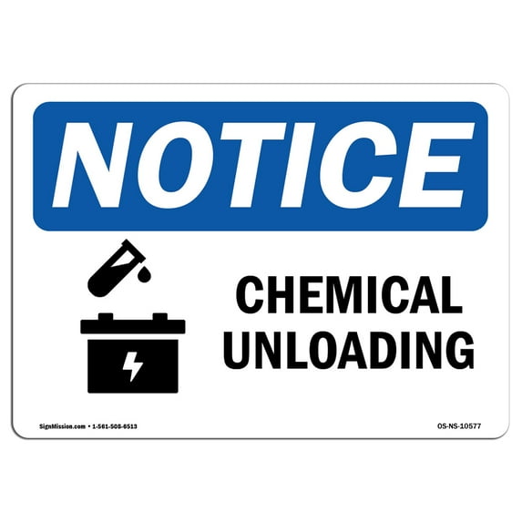 OSHA Notice Signs - Chemical Unloading Sign With Symbol | Decal | Protect Your Business, Construction Site, Warehouse | Made in the USA