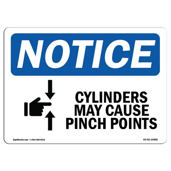 OSHA Notice Signs - Cylinder May Cause Pinch Points Sign With Symbol | Decal | Protect Your Business, Work Site | Made in the USA