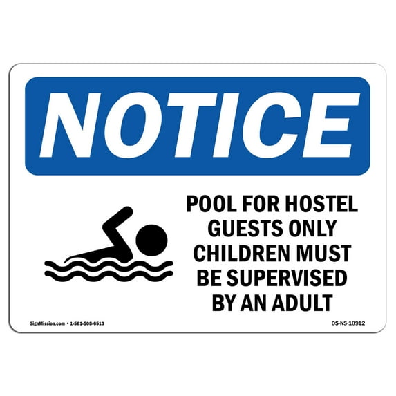 OSHA Notice Signs - DANGER Pool For Hotel Guests Only Children | Decal | Protect Your Business, Work Site, Warehouse | Made in the USA