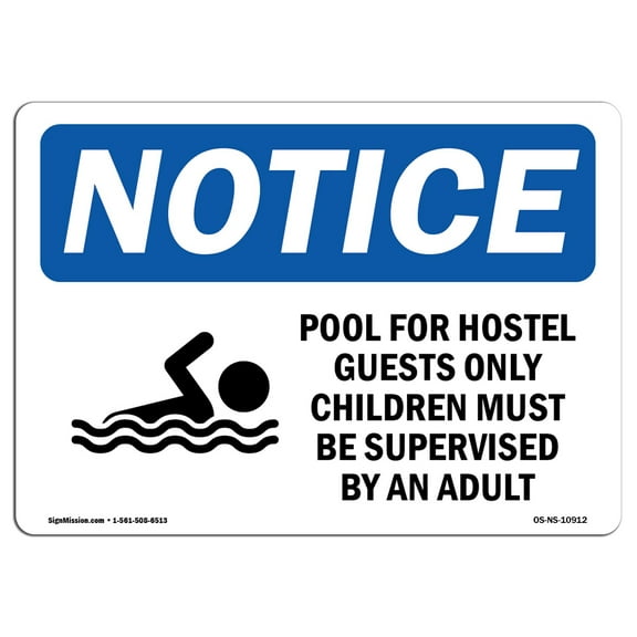 OSHA Notice Signs - DANGER Pool For Hotel Guests Only Children Sign | Extremely Durable Made in the USA Signs or Heavy Duty Vinyl label | Protect Your Warehouse & Business