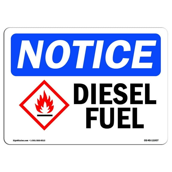 OSHA Notice Signs - Diesel Fuel | Decal | Protect Your Business, Construction Site, Warehouse & Shop Area | Made in the USA