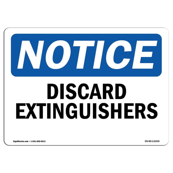 OSHA Notice Signs - Discharged Extinguishers | Decal | Protect Your Business, Construction Site, Warehouse & Shop Area |  Made in the USA