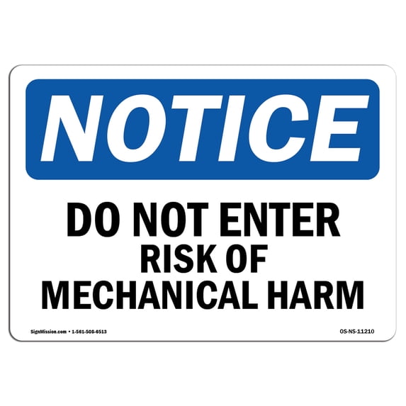 OSHA Notice Signs - Do Not Enter Risk Of Mechanical Harm | Decal | Protect Your Business, Construction Site, Warehouse | Made in the USA