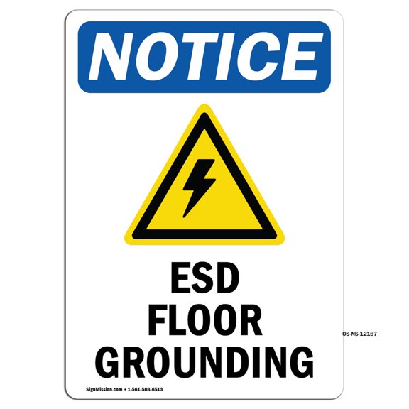 OSHA Notice Signs - ESD Floor Grounding Sign With Symbol | Decal | Protect Your Business, Construction Site, Warehouse | Made in the USA
