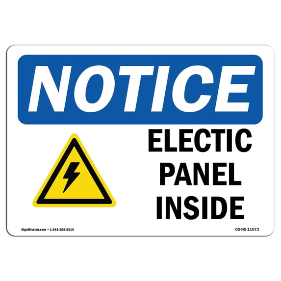 OSHA Notice Signs - Electrical Panels Inside Sign With Symbol | Decal | Protect Your Business, Work Site, Warehouse | Made in the USA