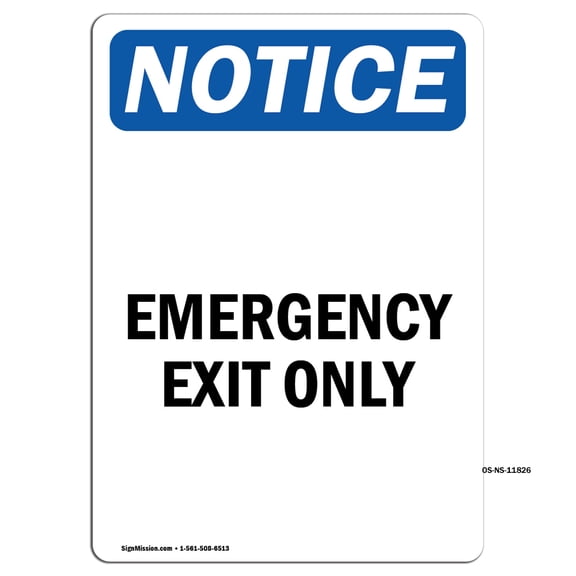 OSHA Notice Signs - Emergency Exit Only | Decal | Protect Your Business, Construction Site, Warehouse & Shop Area | Made in the USA