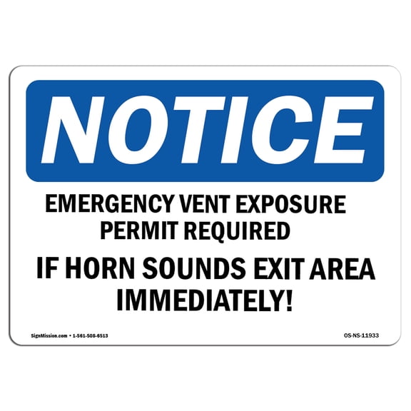OSHA Notice Signs - Emergency Venting Exposure Permit Required | Decal | Protect Your Business, Work Site, Warehouse |  Made in the USA