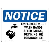 OSHA Notice Signs - Employees Must Wash Hands After Sign With Symbol | Decal | Protect Your Business, Work Site |  Made in the USA