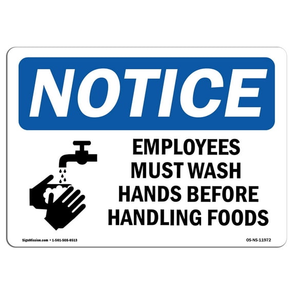 OSHA Notice Signs - Employees Must Wash Hands Before Sign With Symbol | Decal | Protect Your Business, Work Site | Made in the USA