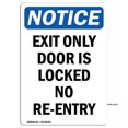 thumbnail image 1 of OSHA Notice Signs - Exit Only Door Is Locked No Re-Entry | Decal | Protect Your Business, Construction Site, Warehouse | Made in the USA, 1 of 4