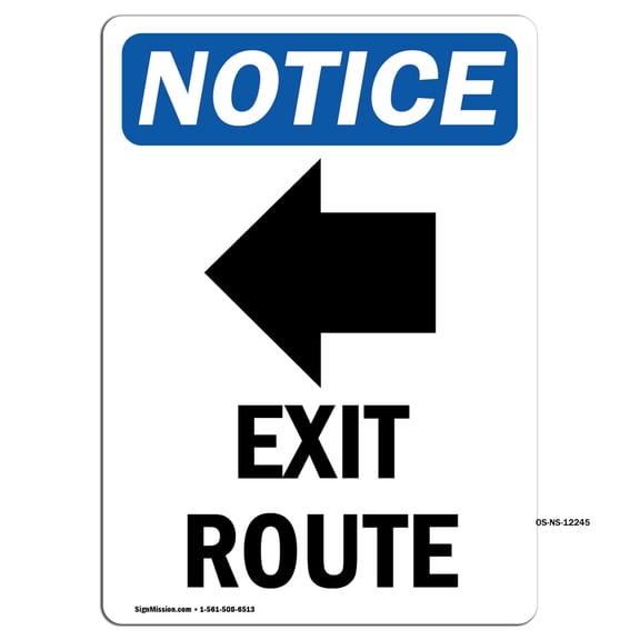OSHA Notice Signs - Exit Route Sign With Symbol | Decal | Protect Your Business, Construction Site, Warehouse | Made in the USA