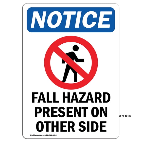OSHA Notice Signs - Fall Hazard Present Sign With Symbol | Decal | Protect Your Business, Construction Site, Warehouse | Made in the USA