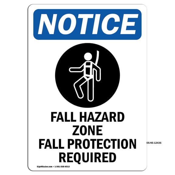 OSHA Notice Signs - Fall Hazard Zone Fall Sign With Symbol | Decal | Protect Your Business, Work Site, Warehouse | Made in the USA
