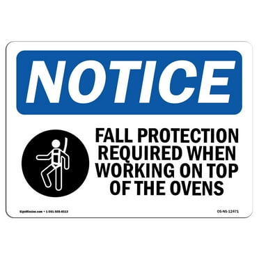 OSHA Notice Signs - Fall Protection Required When Sign With Symbol | Decal | Protect Your Business, Work Site |  Made in the USA