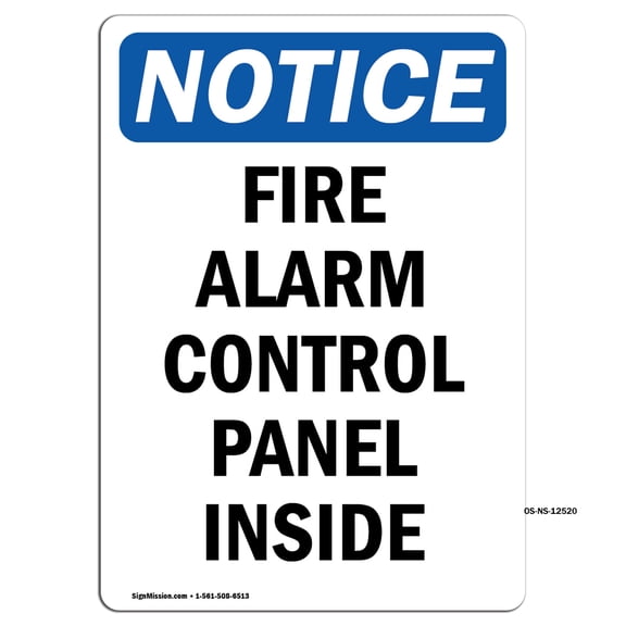 OSHA Notice Signs - Fire Alarm Control Panel Inside | Decal | Protect Your Business, Construction Site, Warehouse | Made in the USA