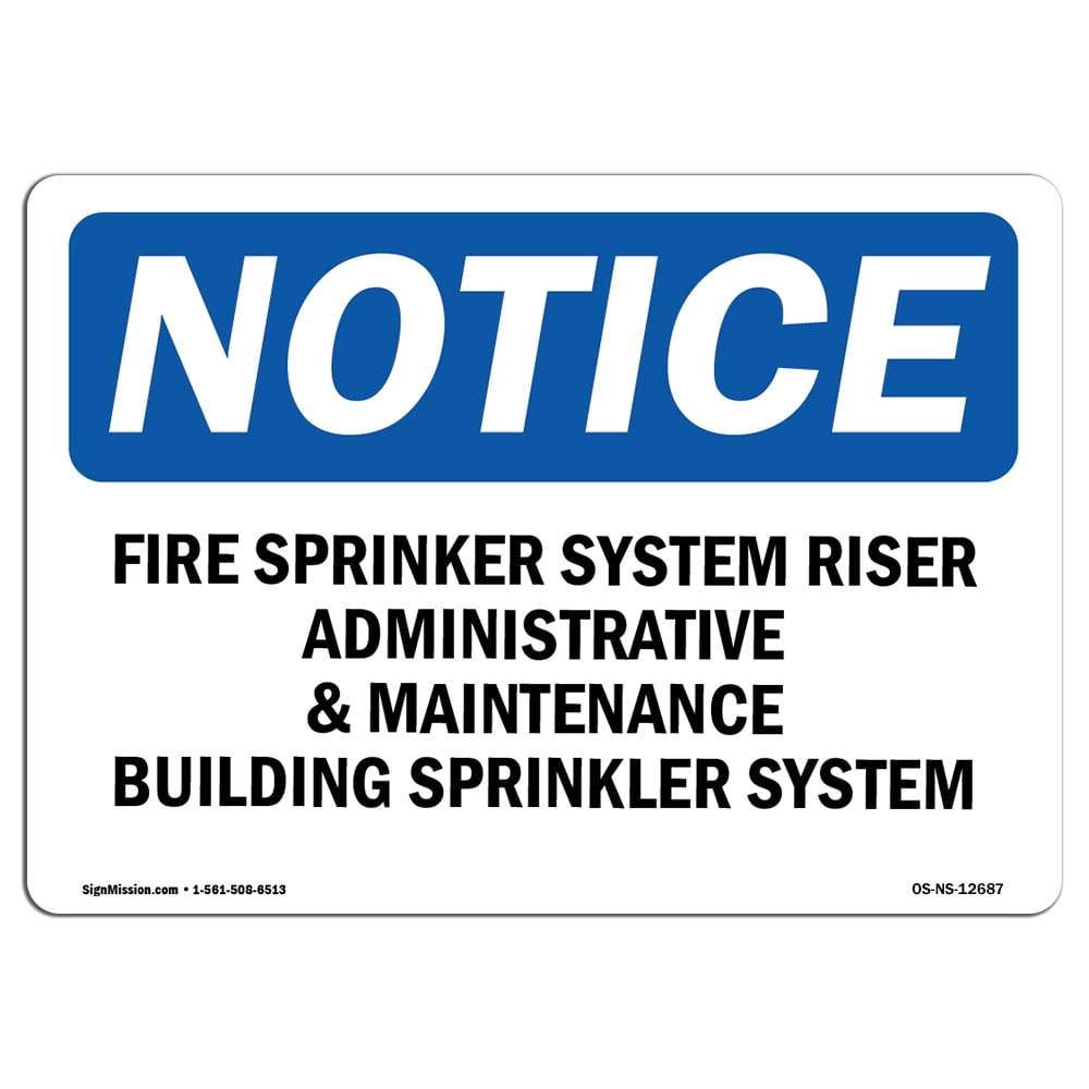 OSHA Notice Signs - Fire Sprinkler System Riser Administrative | Decal ...