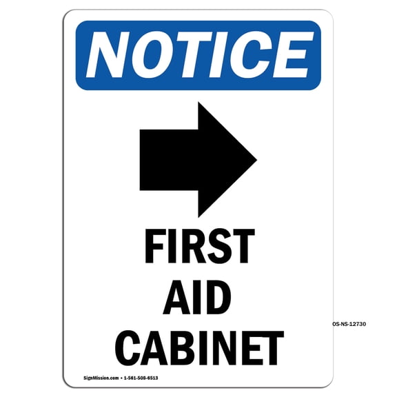 OSHA Notice Signs - First Aid Cabinet Sign With Symbol | Decal | Protect Your Business, Construction Site, Warehouse | Made in the USA