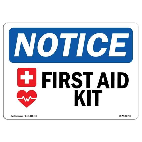 OSHA Notice Signs - First Aid Kit Sign With Symbol | Decal | Protect Your Business, Construction Site, Warehouse | Made in the USA