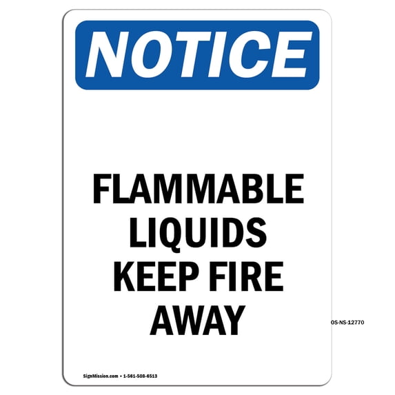 OSHA Notice Signs - Flammable Liquids Keep Fire Away | Decal | Protect Your Business, Construction Site, Warehouse | Made in the USA
