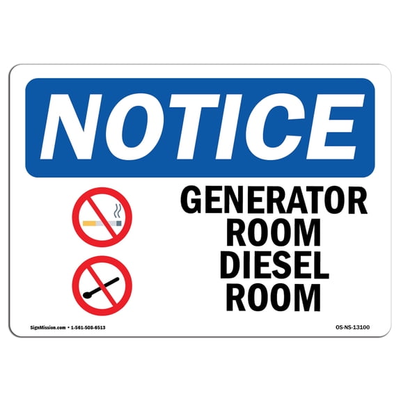 OSHA Notice Signs - Generator Room Diesel Fuel Sign With Symbol | Extremely Durable Made in the USA Signs or Heavy Duty Vinyl label | Protect Your Construction Site, Warehouse &