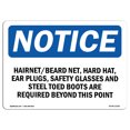thumbnail image 1 of OSHA Notice Signs - Hairnet Beard Net Hard Hat Ear Plugs | Decal | Protect Your Business Work Site Warehouse |  Made in the USA, 1 of 4