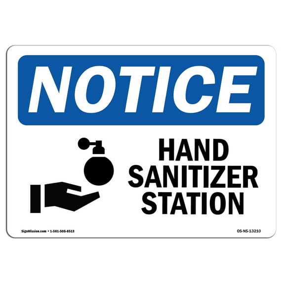 OSHA Notice Signs - Hand Sanitizer Station Sign With Symbol | Extremely Durable Made in the USA Signs or Heavy Duty Vinyl label Decal | Protect Your Construction Site, Warehouse &