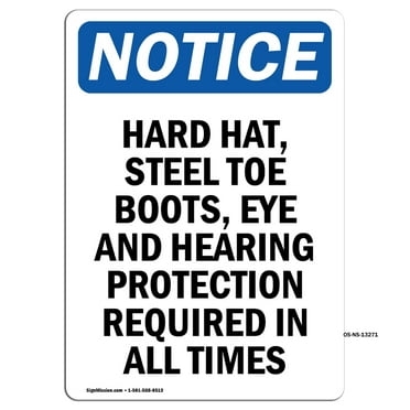 OSHA Notice Signs - Hard Hat Steel Toe Boots Eye | Decal | Protect Your Business Construction Site Warehouse | Made in the USA