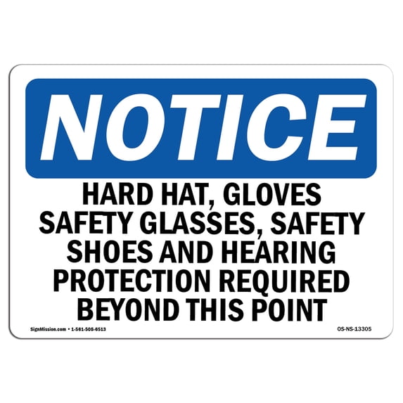 OSHA Notice Signs - Hard Hats Gloves Safety Glasses Safety | Decal | Protect Your Business Work Site Warehouse | Made in the USA