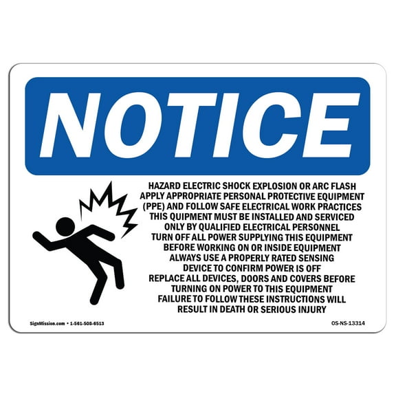 OSHA Notice Signs - Hazard Electric Shock Explosion Sign With Symbol | Extremely Durable Made in the USA Signs or Heavy Duty Vinyl label | Protect Your Warehouse & Business