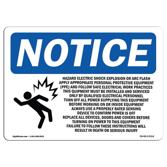 OSHA Notice Signs - Hazard Electric Shock Explosion Sign With Symbol | Decal | Protect Your Business, Work Site |  Made in the USA