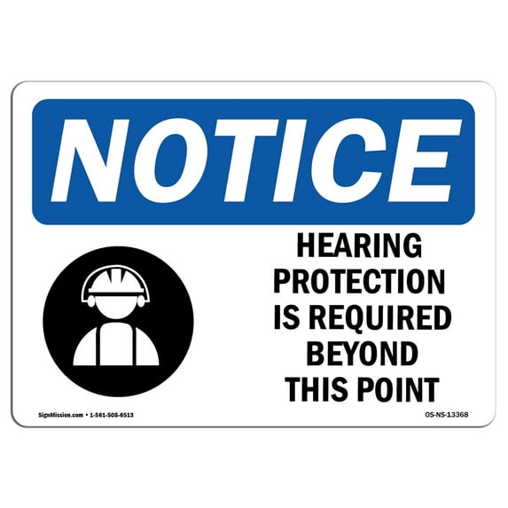 OSHA Notice Signs - Hearing Protection Is Required Sign With Symbol | Decal | Protect Your Business, Work Site | Made in the USA