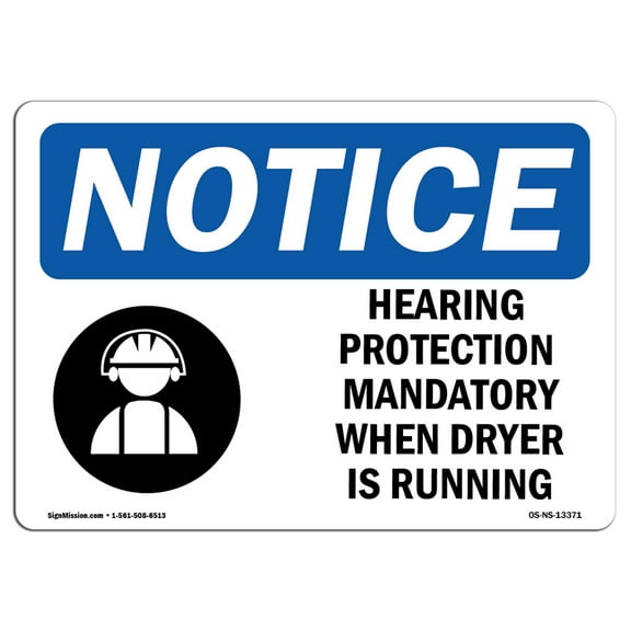 OSHA Notice Signs - Hearing Protection Mandatory Sign With Symbol  | Extremely Durable Made in the USA Signs or Heavy Duty Vinyl label | Protect Your Construction Site, Warehouse &