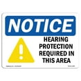 thumbnail image 1 of OSHA Notice Signs - Hearing Protection Required Sign With Symbol  | Extremely Durable Made in the USA Signs or Heavy Duty Vinyl label | Protect Your Construction Site, Warehouse &, 1 of 4