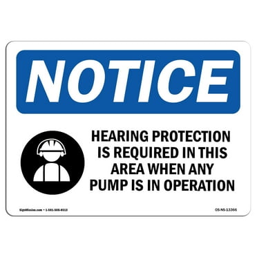 OSHA Notice Signs - Hearing Protection Is Required Sign With Symbol  | Extremely Durable Made in the USA Signs or Heavy Duty Vinyl label | Protect Your Warehouse & Business