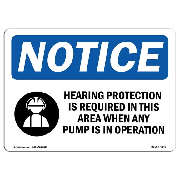 OSHA Notice Signs - Hearing Protection Is Required Sign With Symbol  | Extremely Durable Made in the USA Signs or Heavy Duty Vinyl label | Protect Your Warehouse & Business